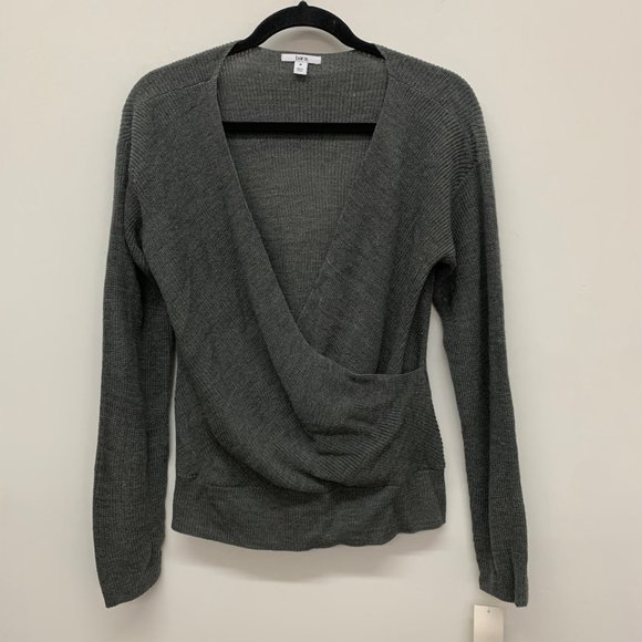 Bar III Women's Top M Surplice V Neck Pullover Knit Sweater Grey M - Picture 2 of 8